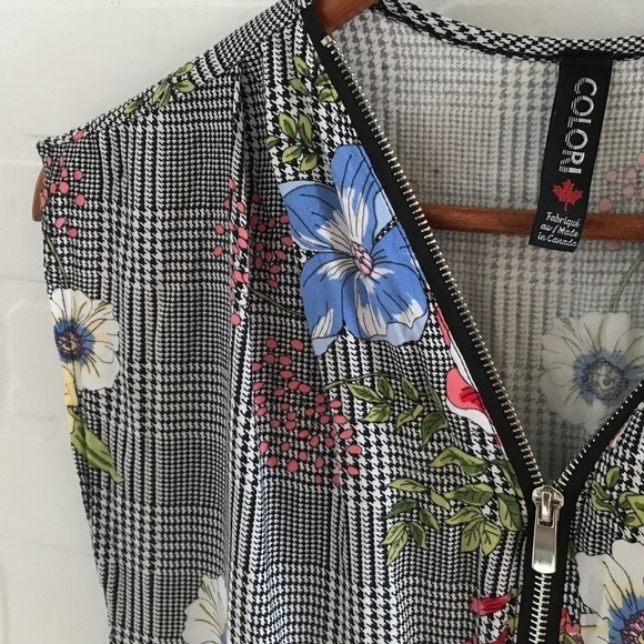 Mini Dress Mixed print Floral Houndstooth Gingham Coquette Boxy M - Picture 2 of 6